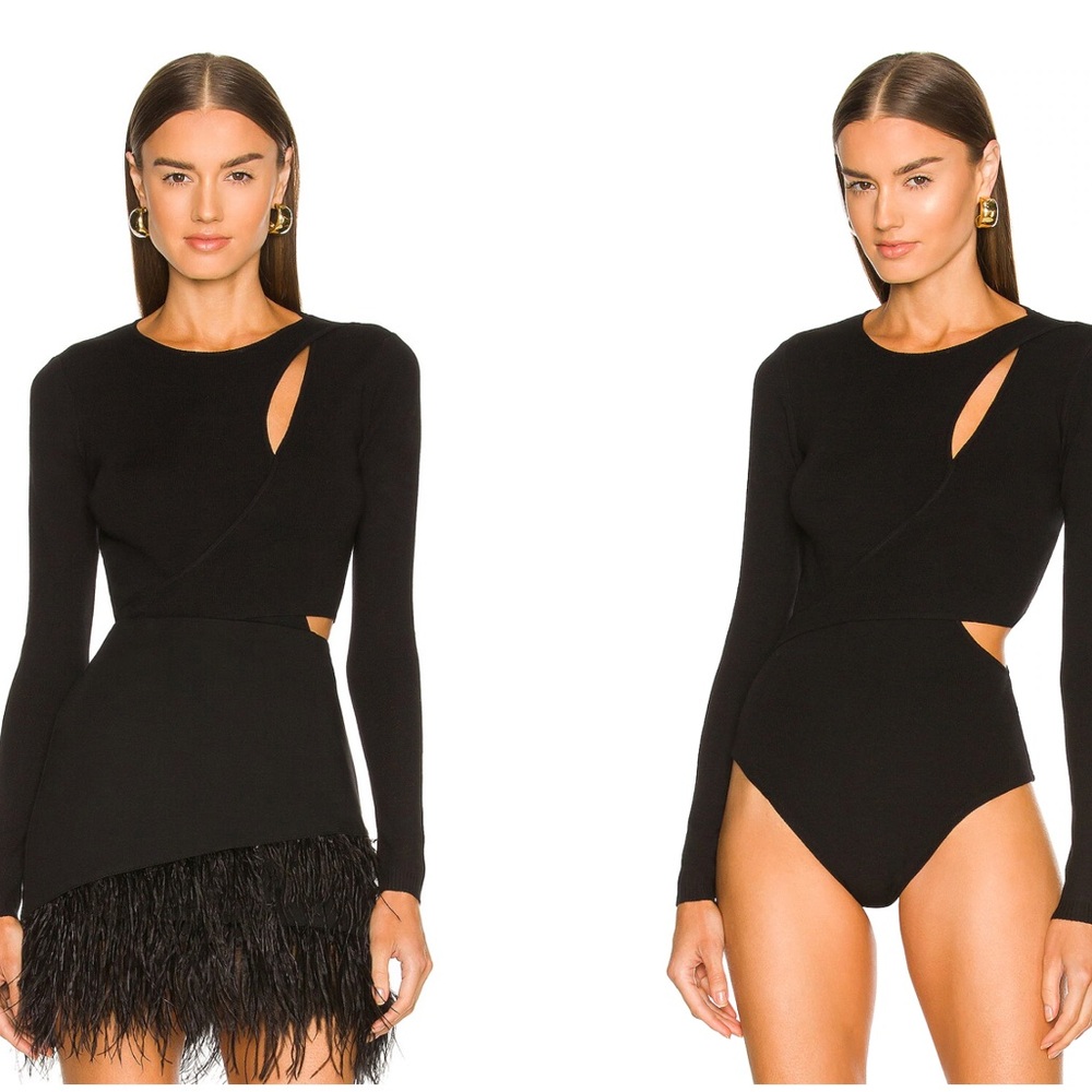 Astr Black Cutout Long-Sleeve Bodysuit
